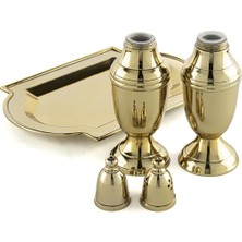 Mikasa Moor Gold Metal Tepsili Tuzluk Biberlik Seti 18X12X13 cm