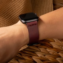 Tek Katlı Deri Apple Watch Kayışı - Mürdüm