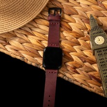 Tek Katlı Deri Apple Watch Kayışı - Mürdüm