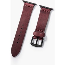 Tek Katlı Deri Apple Watch Kayışı - Mürdüm