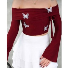 Marma Butik Kelebek Detaylı Madonna Bluz