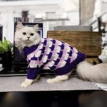Lady Fify Kedi Köpek İçin Mor İşlemeli Kazak