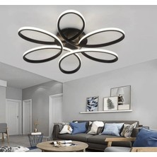Alya Siyah Modern Tasarım Gold Çizgili Plafonyer Ultra Power Beyaz Ledli Avize
