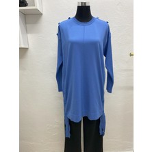 Moda Düğme Detaylı Soğuk İplik Triko Tunik