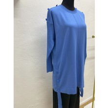 Moda Düğme Detaylı Soğuk İplik Triko Tunik