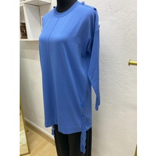 Moda Düğme Detaylı Soğuk İplik Triko Tunik