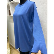 Moda Düğme Detaylı Soğuk İplik Triko Tunik