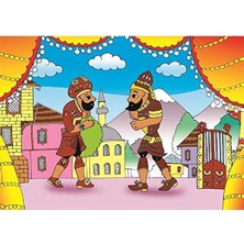 Hacivat Karagöz Ahşap Puzzle Yapboz 25X35 Cm. 35 Parça