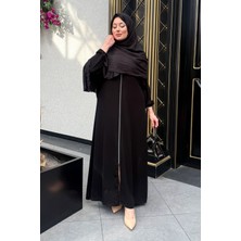 Kadın Büyük Beden Fermuarlı Ferace 7529
