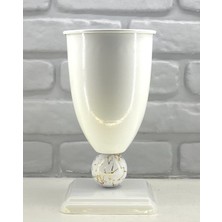 Decodelight Modern Dekoratif Beyaz Kare Ayaklı Gold Damarlı Toplu  Beyaz Vazo Masa Üstü Aksesuar Dekor