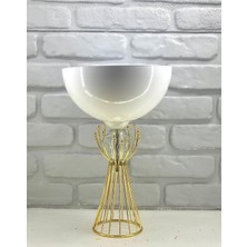 Decodelight Modern Dekoratif  Gold Kaplama Sude Model Ayaklı Taşlı 25  cm  Çapında Beyaz Vazo Masa Üstü Dekor
