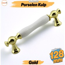 Aruh Porselen Gold Altın Kulp 128 mm Mobilya Çekmece Mutfak Dolabı Dolap Kapak Kulplar Kulb Kulpu