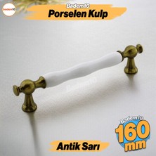 Aruh Porselen Antik Sarı Kulp 160   mm Mobilya Çekmece Mutfak Dolabı Dolap Kapak Kulplar Kulb Kulpu