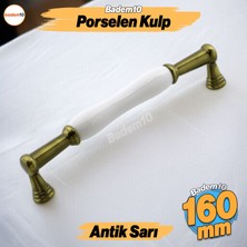 Anav Porselen Antik Sarı Kulp 160   mm Mobilya Çekmece Mutfak Dolabı Dolap Kapak Kulplar Kulb Kulpu