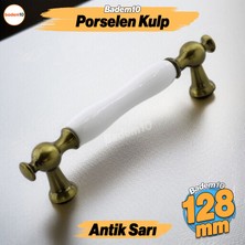 Aruh Porselen Antik Sarı Kulp 128 mm Mobilya Çekmece Mutfak Dolabı Dolap Kapak Kulplar Kulb Kulpu