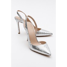 Luvi Twine Gümüş Desenli Kadın Topuklu Ayakkabı