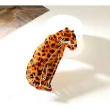 Nolana Leopar Desenli Kemik Asetat Yüksek Kalite Toka - Kahverengi