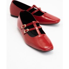 Luvi Starlıng Kırmızı Rugan Deri Kadın Babet Ayakkabı