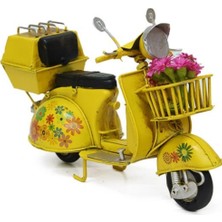 T.concept Dekoratif Dayanıklı Metal Scooter Sepetli Sarı  Renk C1323
