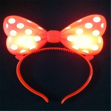 2 Adet Minnie Mouse Işıklı Taç Kırmızı Miki Taç Kırmızı Işıklı Taç Red Head Band Şenlik Işıkları