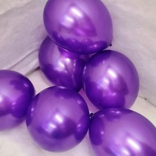 25 Adet  Parlak Metalik Mor Balon Helyum Gazı Uyumludur 25 Pcs Shıny Metallıc Purple Balloon