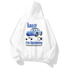 I'm Sally Cars Baskılı Unisex Beyaz Sweatshirt