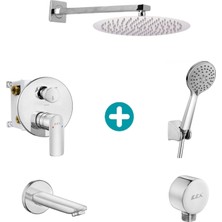 Eca Lia Yuvarlak Ankastre Gömme Banyo Bataryası Duş Seti Tüm Parçalar Dahil 30X30