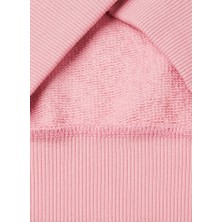 Kız Çocuk Pembe Mix Simli Benetton Logo Işlemeli Fermuarlı Sweatshirt
