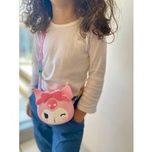 Kız Çocuk Sanrio Kuromi Figürlü Çıkartılabilir Ayarlanabilir Renkli Askı Pembe Çapraz Silikon Çanta Cüzdan