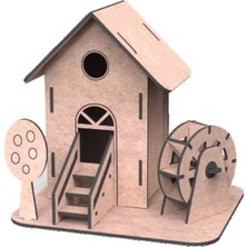 Maket Boyanabilir Su Değirmeni 3 Renk Boya Eğitici Oyuncak Ahşap Boyama Seti Ahşap Su Değirmeni