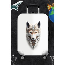 Likralı Esnek Kumaş Kurt Desenli Dayanıklı Valiz Ve Bavul Kılıfı