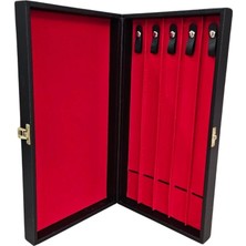 Özer Kutu 5'li Tesbih Kutusu (Ahşap Kasa) Siyah Deri 18X35 cm