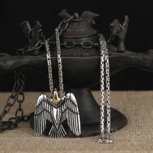 Takıhan 925 Ayar Gümüş Kral Zincirli Kartal Motifli Kolye