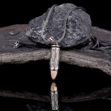 Takıhan Desen Motifli Mermi Tasarım 925 Ayar Gümüş Kolye