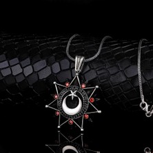 Takıhan 925 Ayar Gümüş Ayyıldız Model Zirkon Taşlı Madalyon Kolye