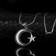 Takıhan 925 Ayar Gümüş Mikro Taşlı Ayyıldız Model Madalyon Kolye