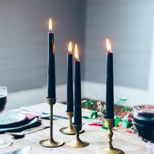 10 Pcs Chrıstmas Candle Metallıc Brıght Black Candlestıck 10 Adet Siyah Şamdan Mumu Yılbaşı Mumları