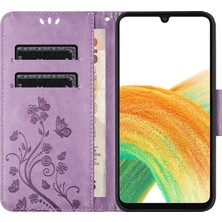 Samsung Galaxy A16 5G/A16 4g Kılıf Baskılı Mini Deri Cüzdan Telefon Kapağı-Mor (Yurt Dışından)