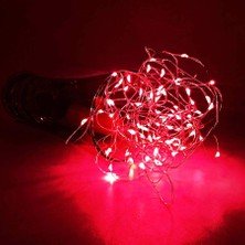 Dekor Düğün Işıkları 4 Metre Kırmızı Pilli LED Işık Kırmızı LED Işık Kırmızı Sabit ve Yanıp Söner Mod