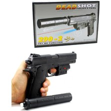 Vıp Lazerli Işıklı Boncuk Tabancası Boncuk Atan Tabanca 6mm 400 Adet Boncuk Siyah Oyuncak Tabanca