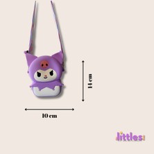 Kız Çocuk Sanrio Kuromi Figürlü Çıkartılabilir Ayarlanabilir Askı Silikon Mor Çapraz Çanta Cüzdan