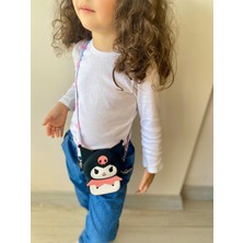 Kız Çocuk Sanrio Kuromi Figürlü Çıkartılabilir Ayarlanabilir Askı Silikon Mor Çapraz Çanta Cüzdan