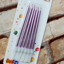 Oktay Sesal Vıp Kalite Parlak Metalik Pembe Pasta Mumu 6 Adet Pembe Doğum Günü Mumu Decor Pink Bırthday Candle