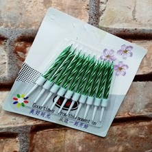 Oktay Sesal Vıp Kalite Burgulu Yeşil Pasta Mumu Yeşil Doğum Günü Mumu 10 Adet Yeşil Mum Decor Green Bırthday Candle