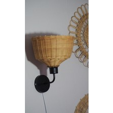 El Yapımı Rattan Aplik - Doğal ve Şık Duvar Aydınlatması (25 x 30  cm )