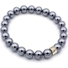 Perlavita Hematit Taşı Bileklik - El Yapımı Şık Aksesuar 8mm