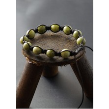 Perlavita Ayarlanabilir Ipli Parlak Tayvan Yeşimi Doğal Taş Bileklik