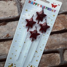 Oktay Sesal 4 Adet Kırmızı Yıldız Pasta Mumu Yıldız Doğum Günü Pasta Mumu Kırmızı Pasta Mumu Yıldız Mum Red Candle