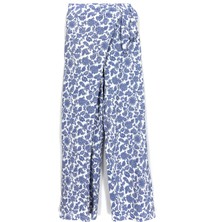 Desenli Wide Leg Kapaklı Bol Paça Kız Çocuk Yazlık Pantolon Mavi 001-0002020