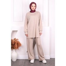 İmaj Butik Vizon Taş İşlemeli Modal Tunik Pantolonlu Takım